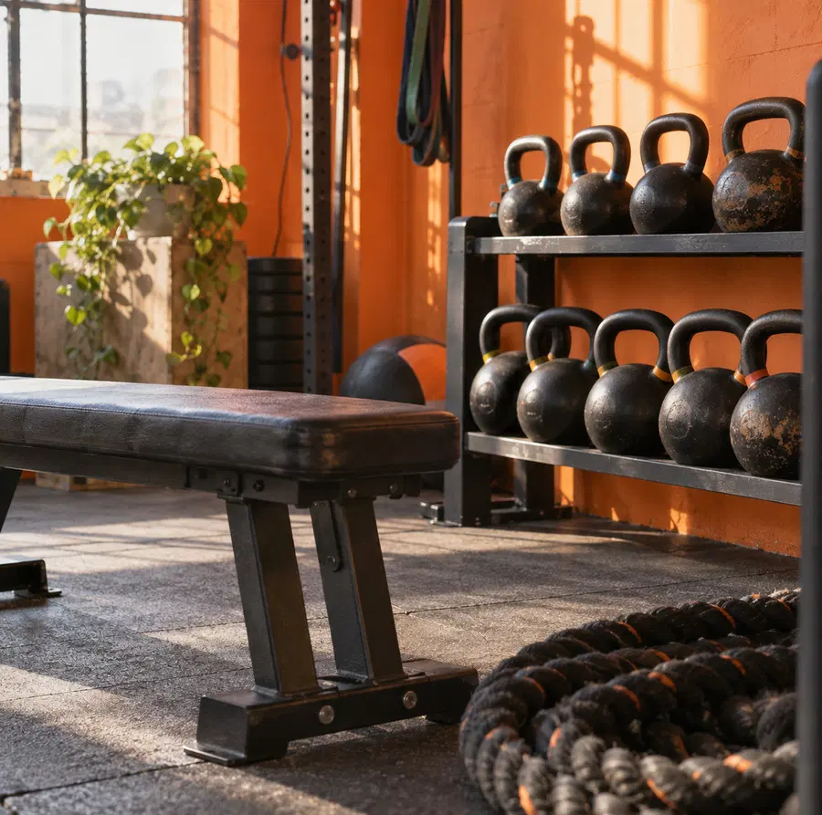 Illustration of fitness businesses equipment and workspace
